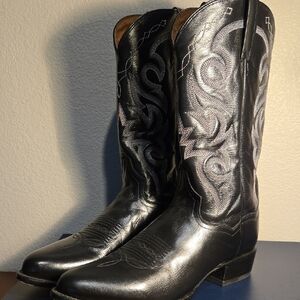 Dan Post Black Western Boots with Silver Stitching Size 12